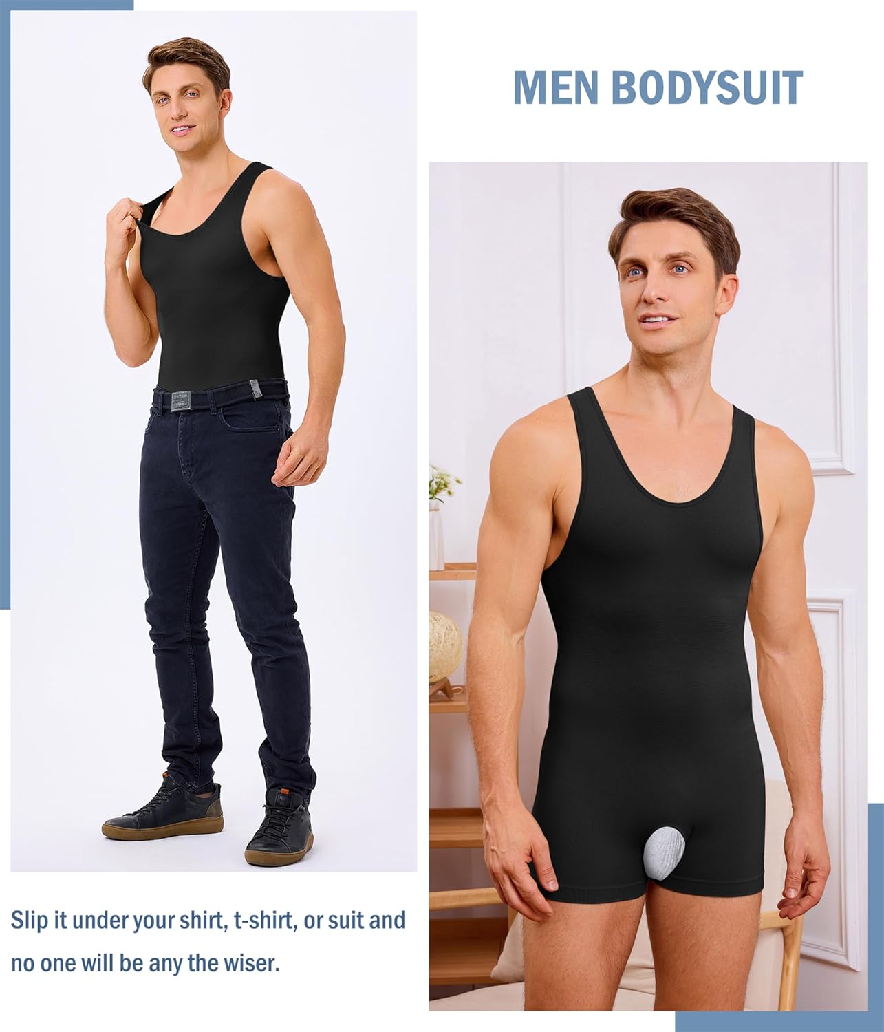 TAILONG Mens Full Body Shaper Slimming Shirt Tummy Control Shapewear Sleeveless Compression Bodysuit Fajas Para Hombres - Image 2