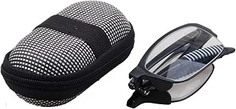 Mini Folding with Flexibility, 1.0 to + 3.5 Reading Glasses Men Women Glasses Presbyopia Pocket Reader Black