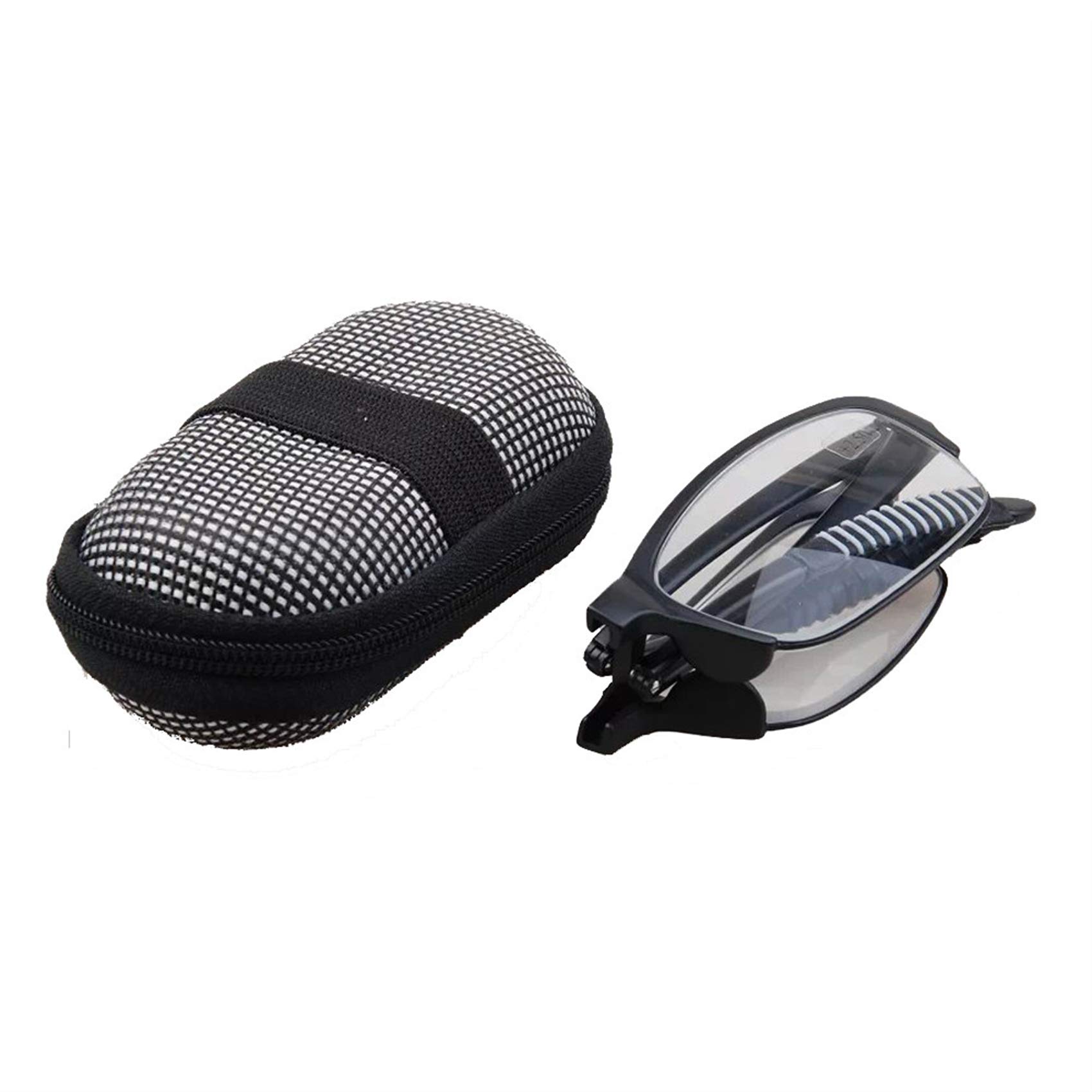 EnzoDate Mini Folding Reading Glasses with Case Foldable Pocket Reader, Black +2.5