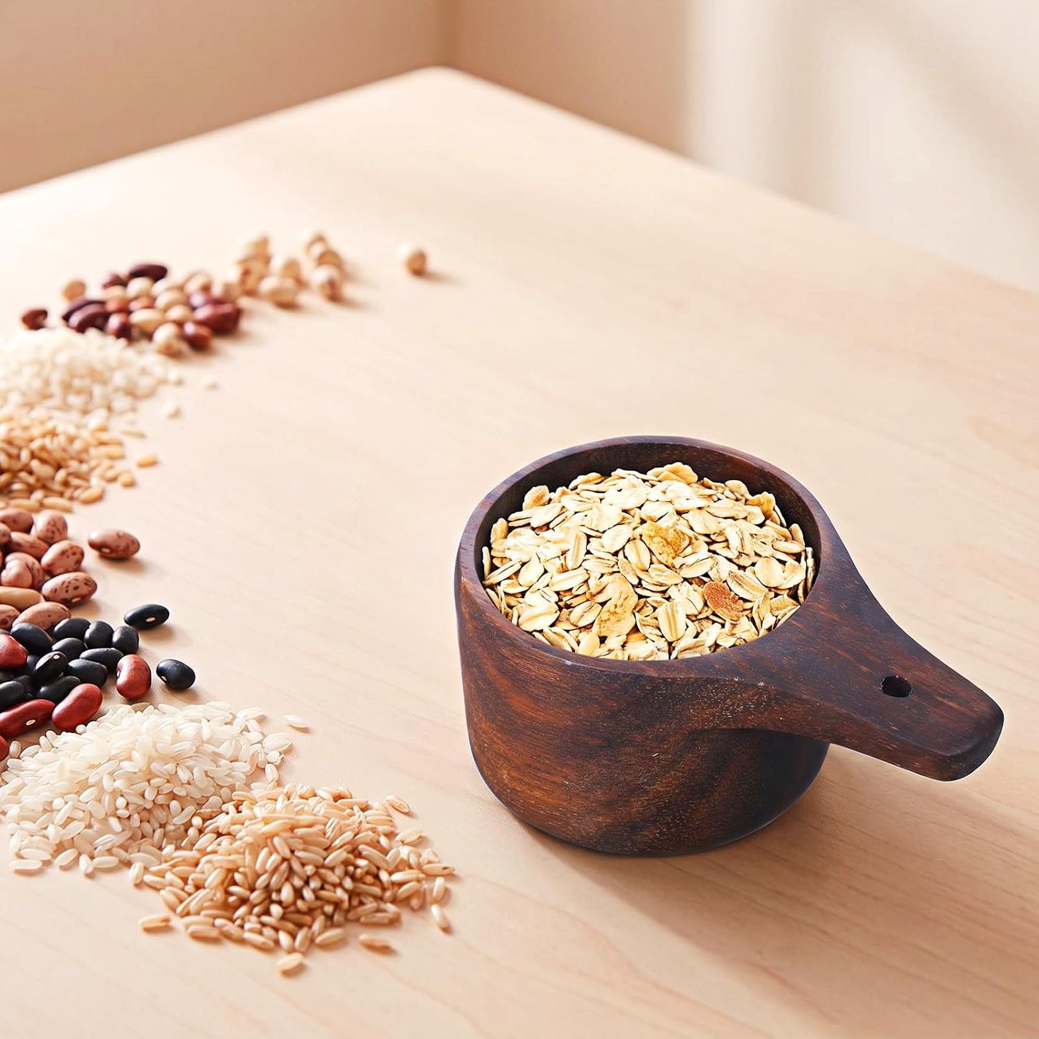 cobee 1/2 Cup Scoop Wooden Measuring Cups 1/2 Cup Wooden Scoop