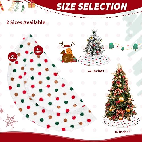 Miniatura 73 de Falda de árbol de Navidad de 36 pulgadas, faldas blancas de piel sintética con copos de nieve de lentejuelas doradas, falda de árbol de felpa suave