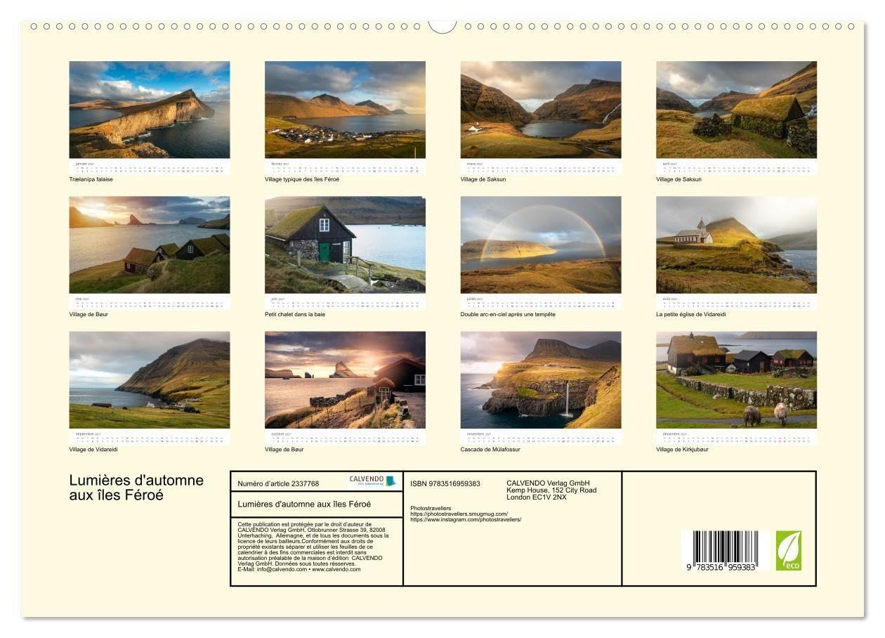 Lumières d'automne aux îles Féroé (Calendrier mural haut de gamme 2027 DIN A2 vertical), CALVENDO calendrier mensuel: L'atmosphère du nord