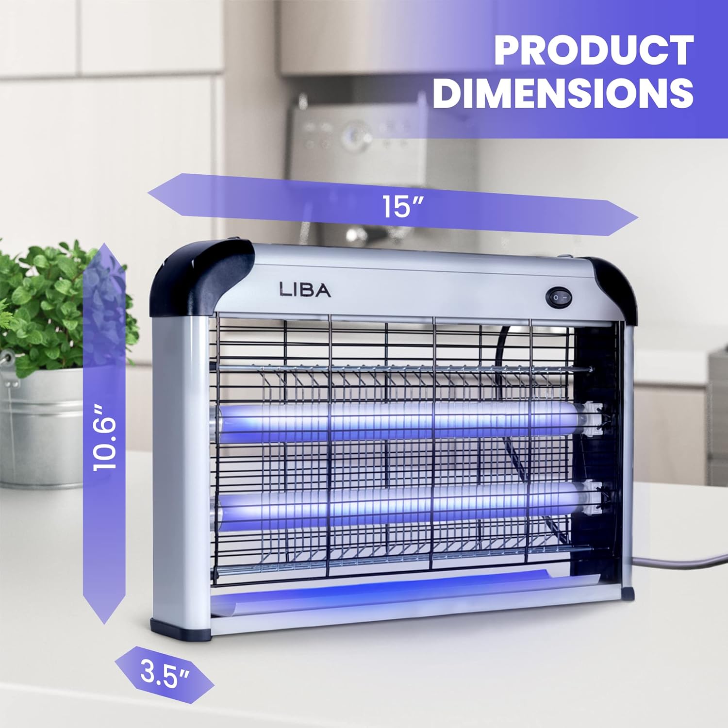 LiBa Electric Bug Zapper, Indoor Insect Killer - (2) Extra Replacement Bulbs - Fly, Mosquito Killer and Repellent - Lightweight, Powerful 2800V Grid, Easy-to-Clean, with a Removable Washable Tray. : Patio, Lawn & Garden