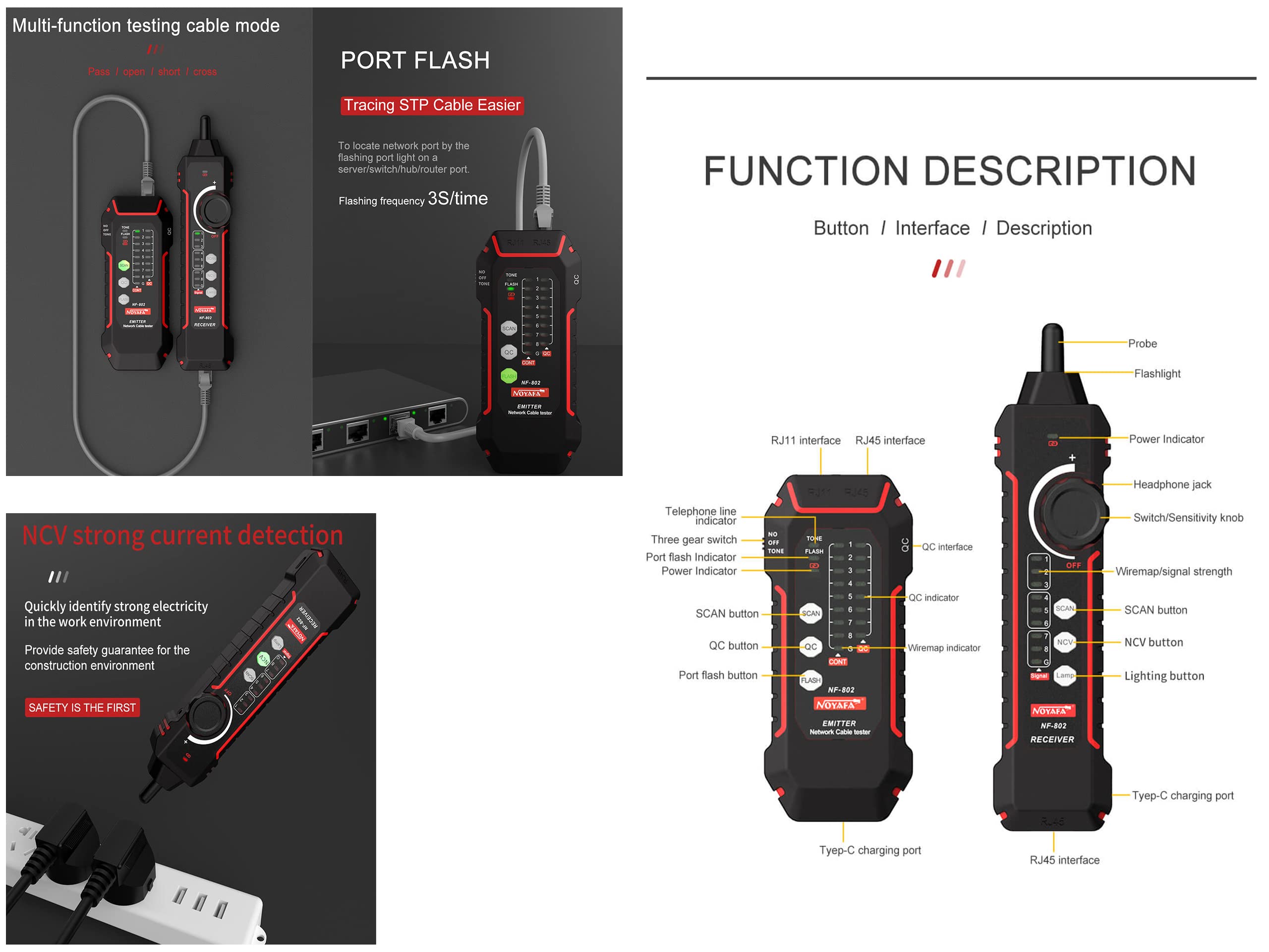 KALEA-INFORMATIQUE Testeur Intelligent pour réseau ethernet RJ45 et téléphone RJ11. Test de la continuité, du PoE, du shéma de câblage. Repérage des Ports, traçage des câbles