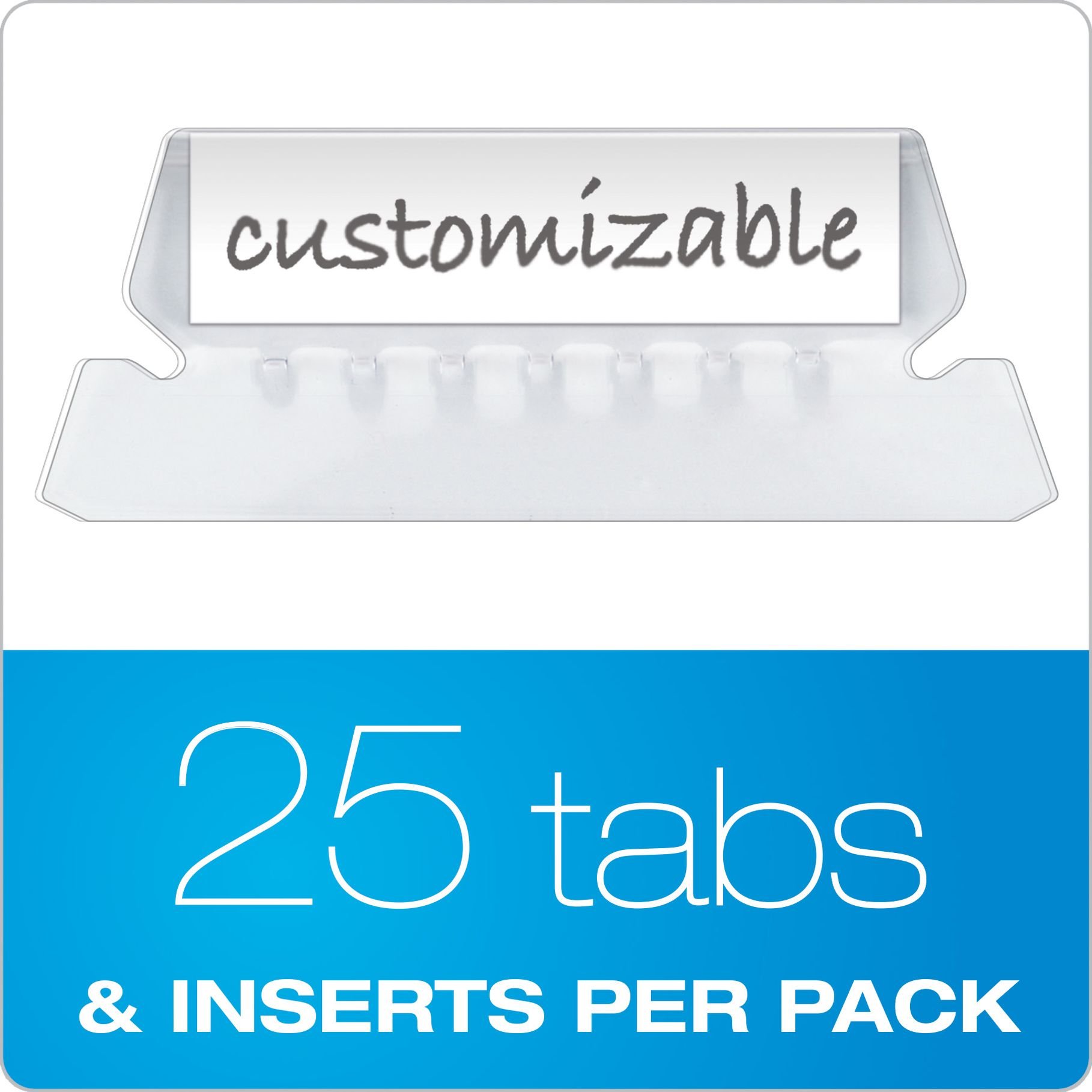 Pendaflex Insertable Plastic Tabs Hanging Folder Tabs, 2", Clear, 25