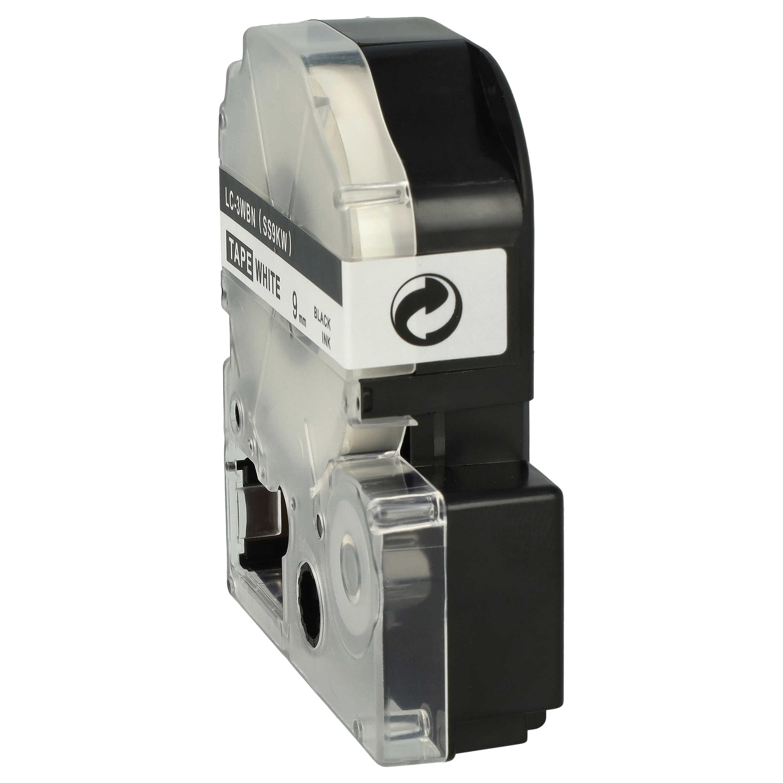 vhbw 50 x zamiennik taśmy do drukarki etykiet Epson LC-3WBN do drukarki etykiet 9 mm, czarny na białym tle