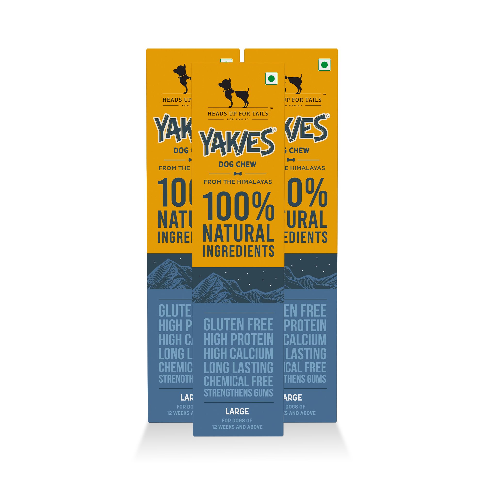 Heads Up For Tails Huft Yakies Organic Dog Chew Bone For All Life Stages (Large 3 Pcs)