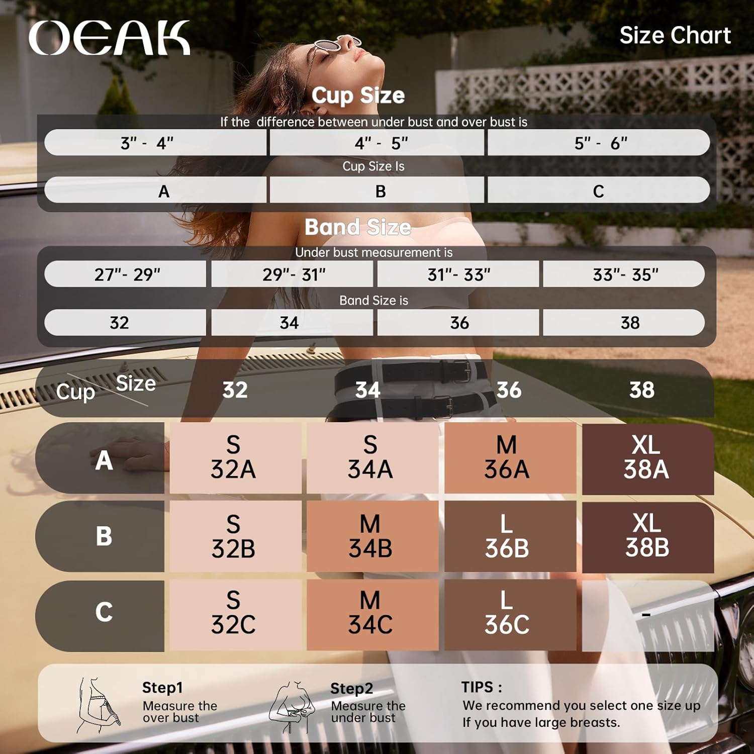 OEAK Womens Strapless Bras Push Up Bandeau Bra Non Slip Wireless Supportive Padded Bras Seamless Comfortable Tube Bra - Image 6