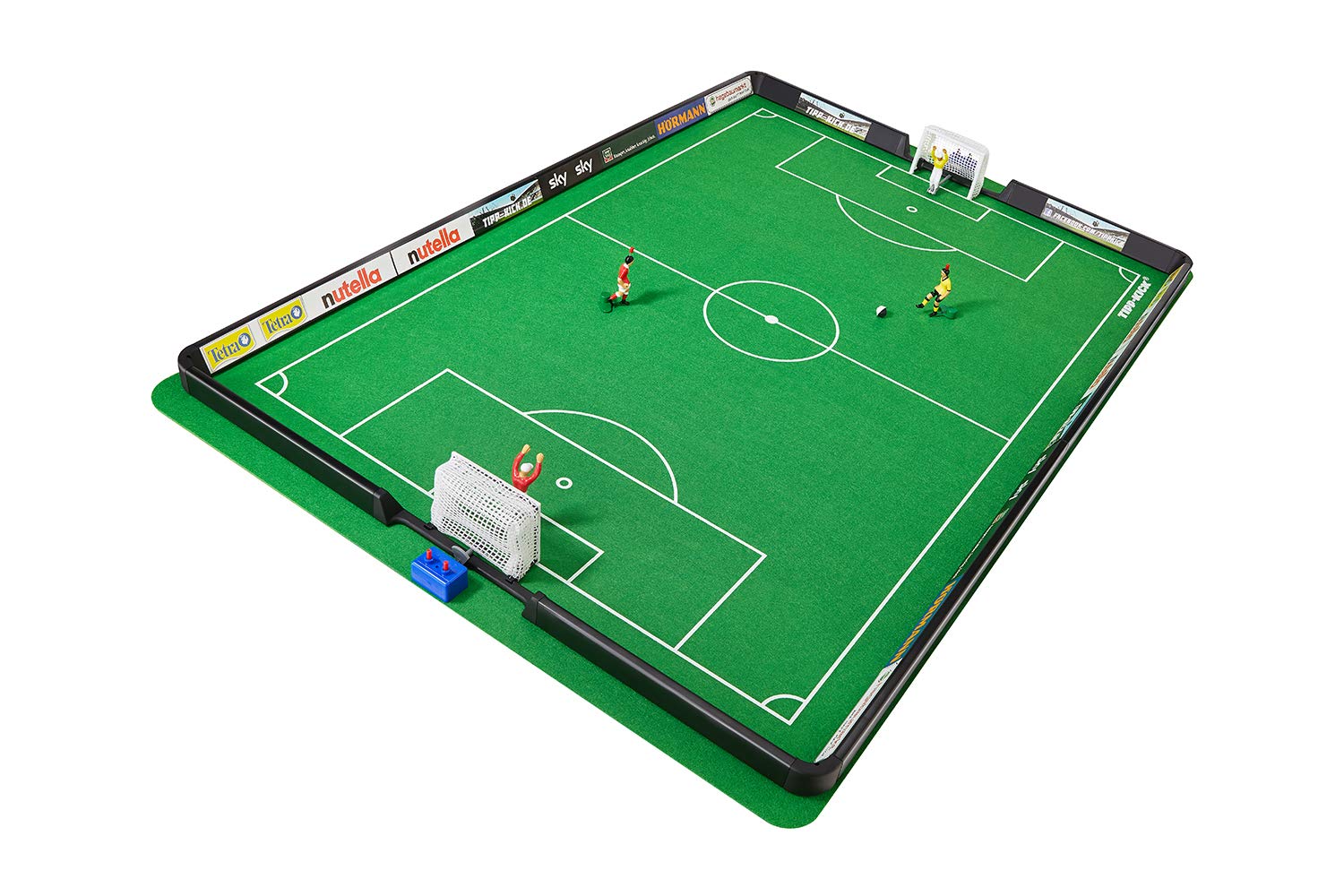 TIPP-KICK Spiel Cup Tischfußball-Set - Hochwertiges Premium Fußball-Spiel mit Spielern, Torwarten, Netz-Toren, Bällen und extra-großem Spielfeld aus Filz, Geschenkidee für Fans