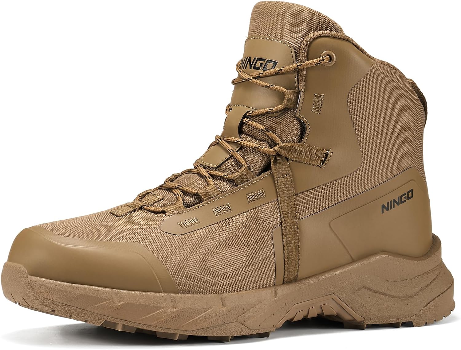 NINGO Men's Military Tactical Waterproof Boots, Lightweight Breathable Work Combat Boots for All Day, Non Slip Comfortable Hiking Shoes for Motorcycle, Army, Jungle, Outdoor, Sport