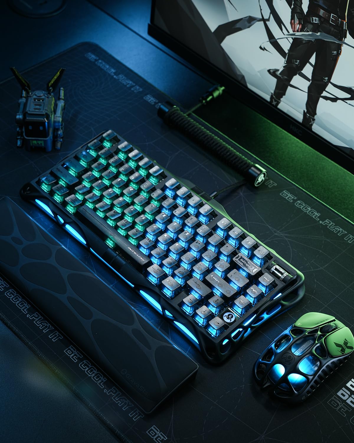 GravaStar Teclado Mercury V75 HE, 75% de efecto Hall, interruptor magnético para juegos, sondeo de 8000 Hz, 0.005RT, USB-C con cable, retroiluminación RGB, accionamiento ajustable, chasis semialuminio