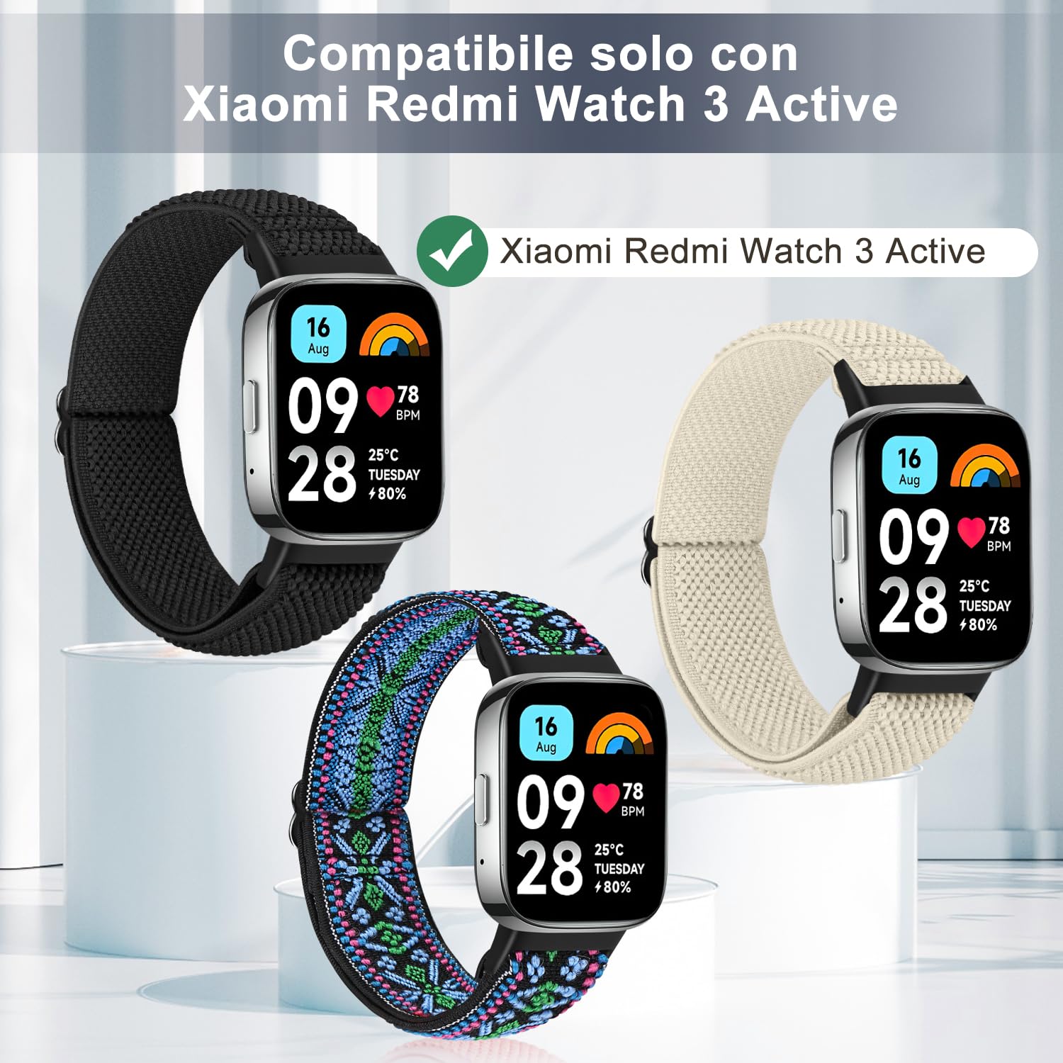 SHIJZWD Fascia elastica per orologio compatibile con Xiaomi Redmi Watch 3 Active, cinturino di ricambio in nylon per orologio sportivo compatibile con Xiaomi Redmi Watch 3 Active