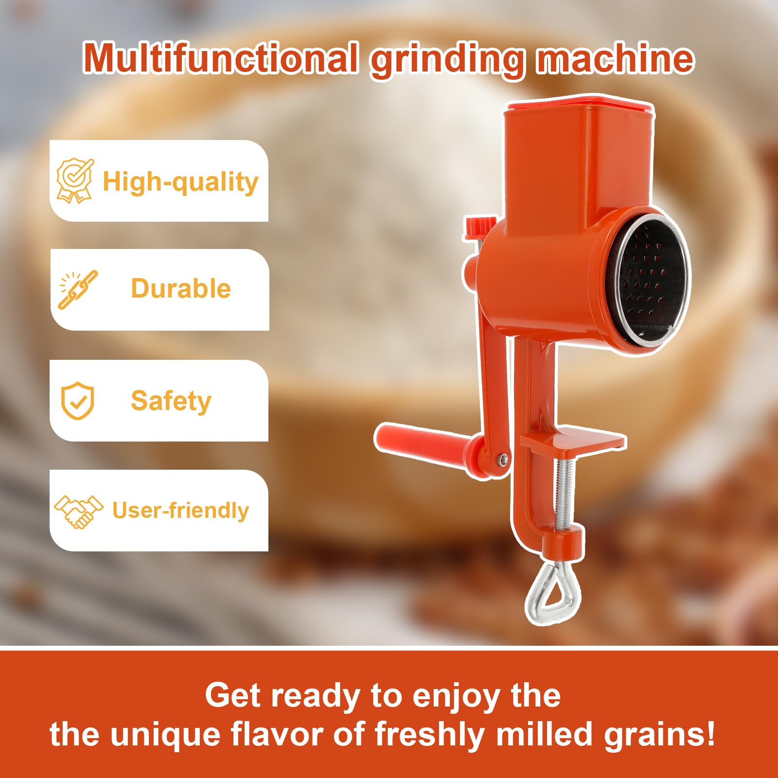 Hand Crank Grain Grinder with Handle Easy to Use Manual Food Mill Reusable Hand Grain Grinder Mill Practical Nut Grinder for Nut Wheat Spice Rustproof Aluminum Grain Mill Multifunctional Grinder