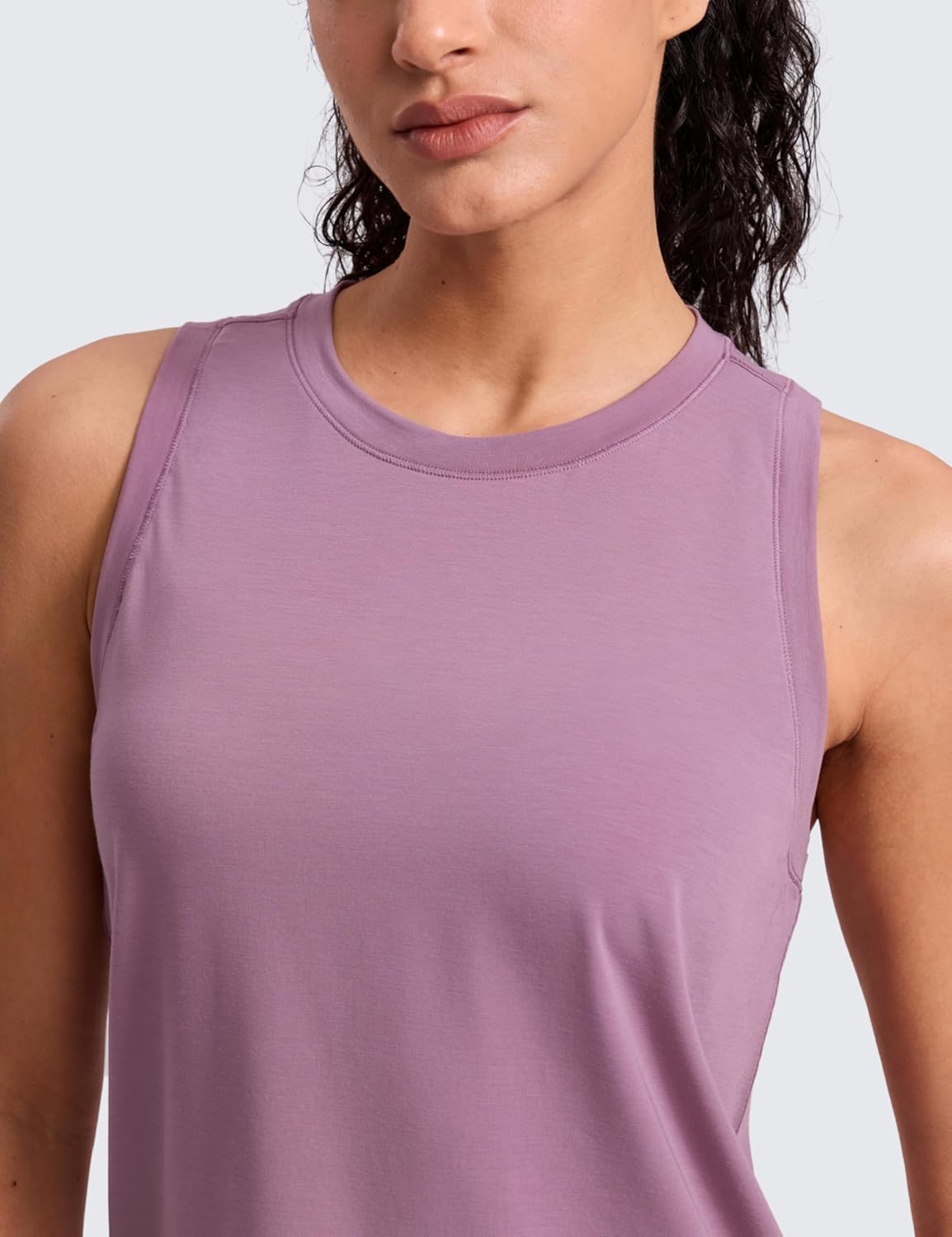 CRZ YOGA Quick Dry Racerback Tank Tops for Women Hip Length - Workout Athletic Running Gym Sleeveless Shirts Crewneck