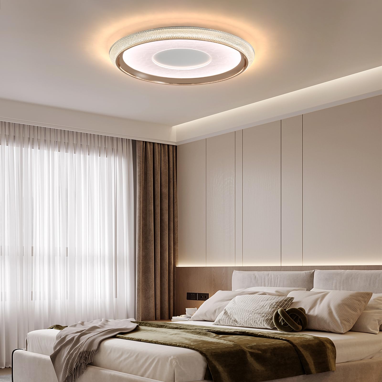 SHINELUX Led Ceiling Light, 3000K/4500K/6500K Dimmable Ceiling Light with Remote Control, 28W 2800LM Modern Flush Ceiling Light for Bathroom, Kitchen, Bedroom — image 1