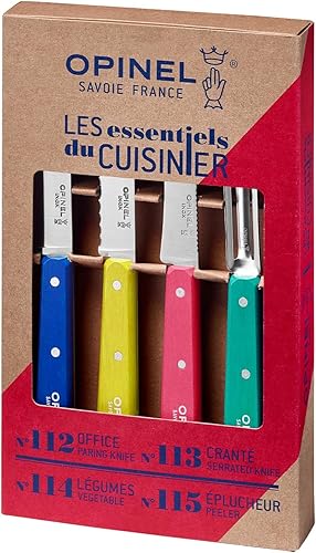 Miniatura 72 de Opinel Les Essentials - Juego de cuchillos de cocina pequeños de 4 piezas, cuchillo de pelar, cuchillo dentado, pelador, cuchillo para verduras, 50S