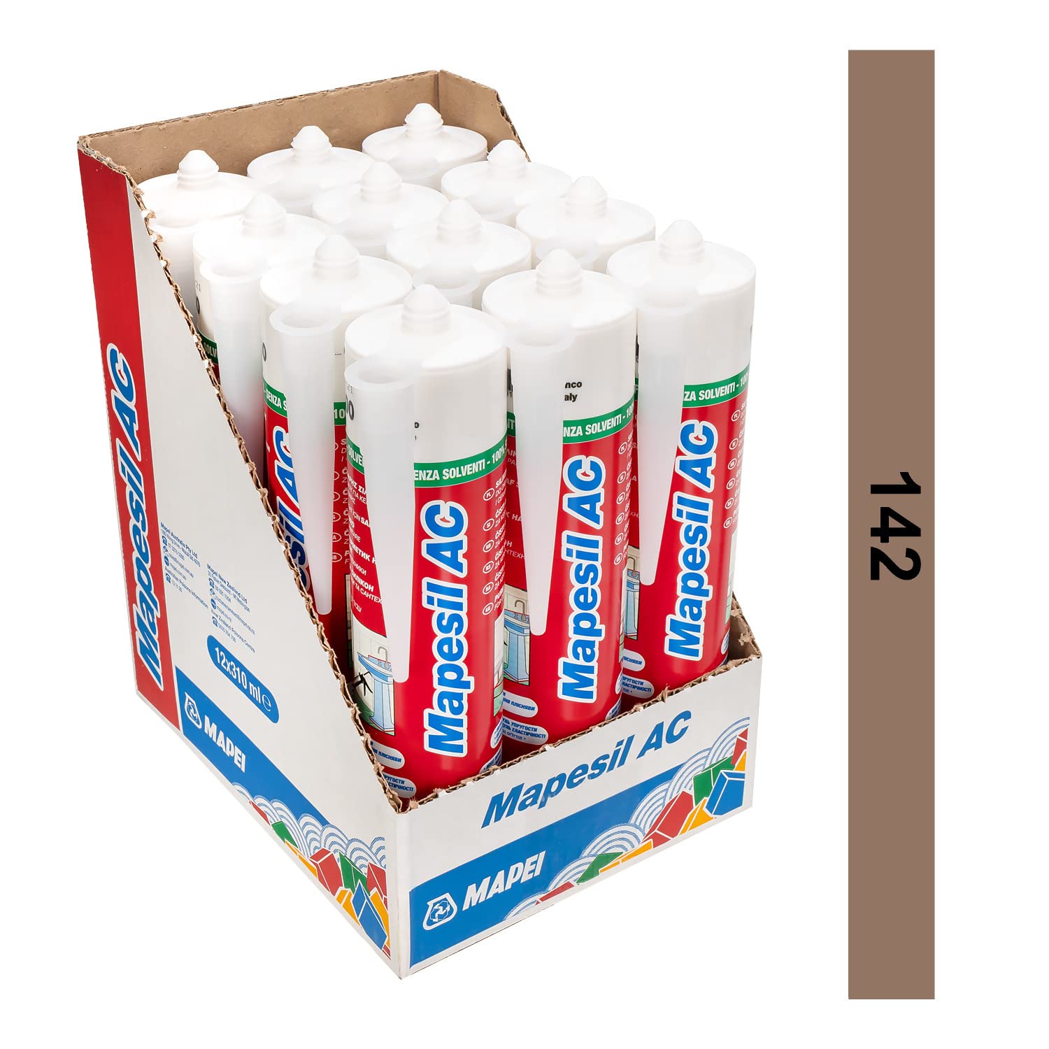 Mapesil AC Mould Resistant Silicone Sealant Brown 142 (BOXED QTY. OF 12) โ image 1