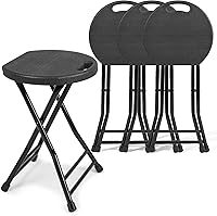 Vista 25 de Taburete plegable de 24 pulgadas con asa, taburete de bar plegable con pies antideslizantes, silla plegable, taburete plegable para interiores