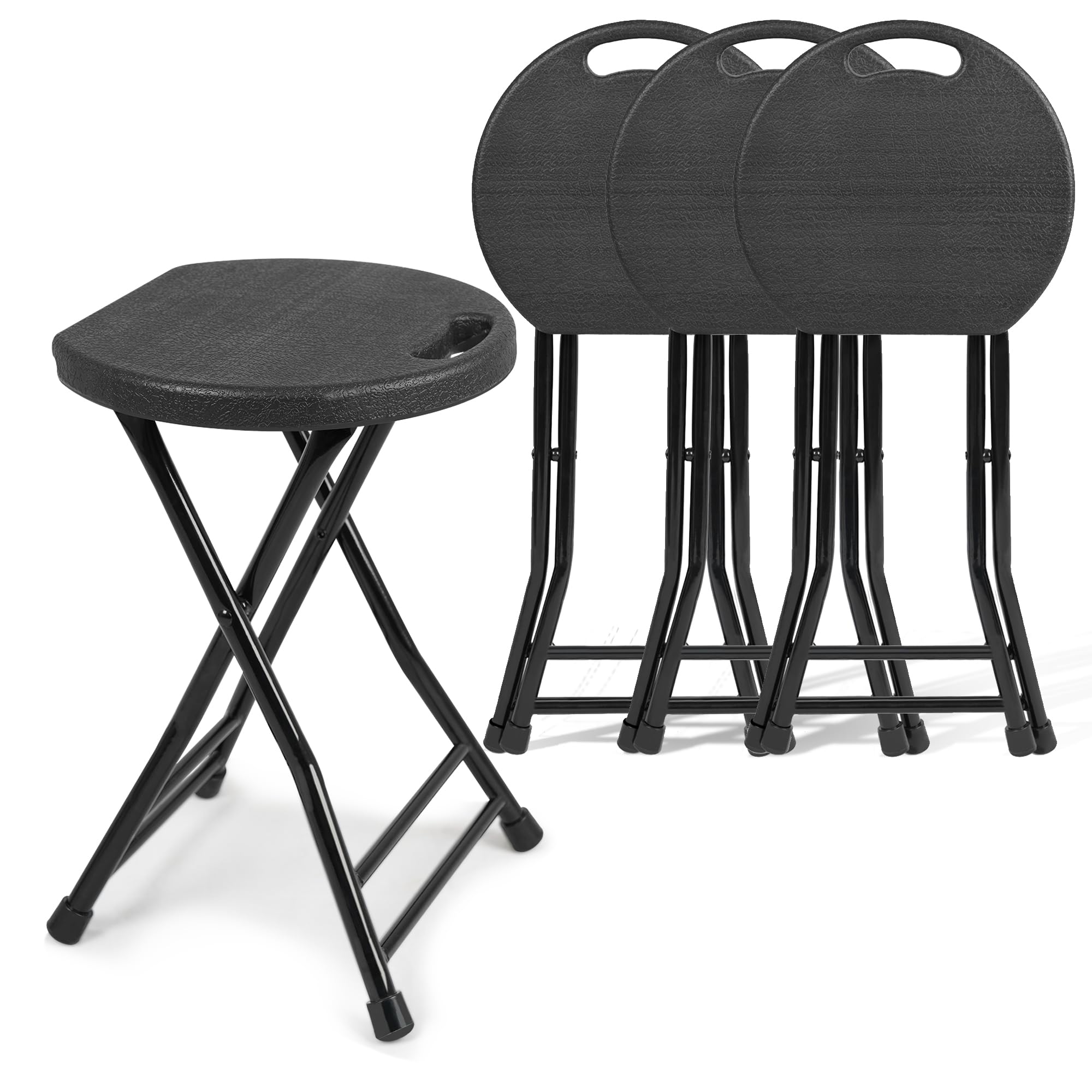 coozment Folding Stool with Handle, Folding Chair,Folding Bar Stool with Non-Slip Feet,Indoor and Outdoor Foldable Stool for Adults(13"×11.5"×18")