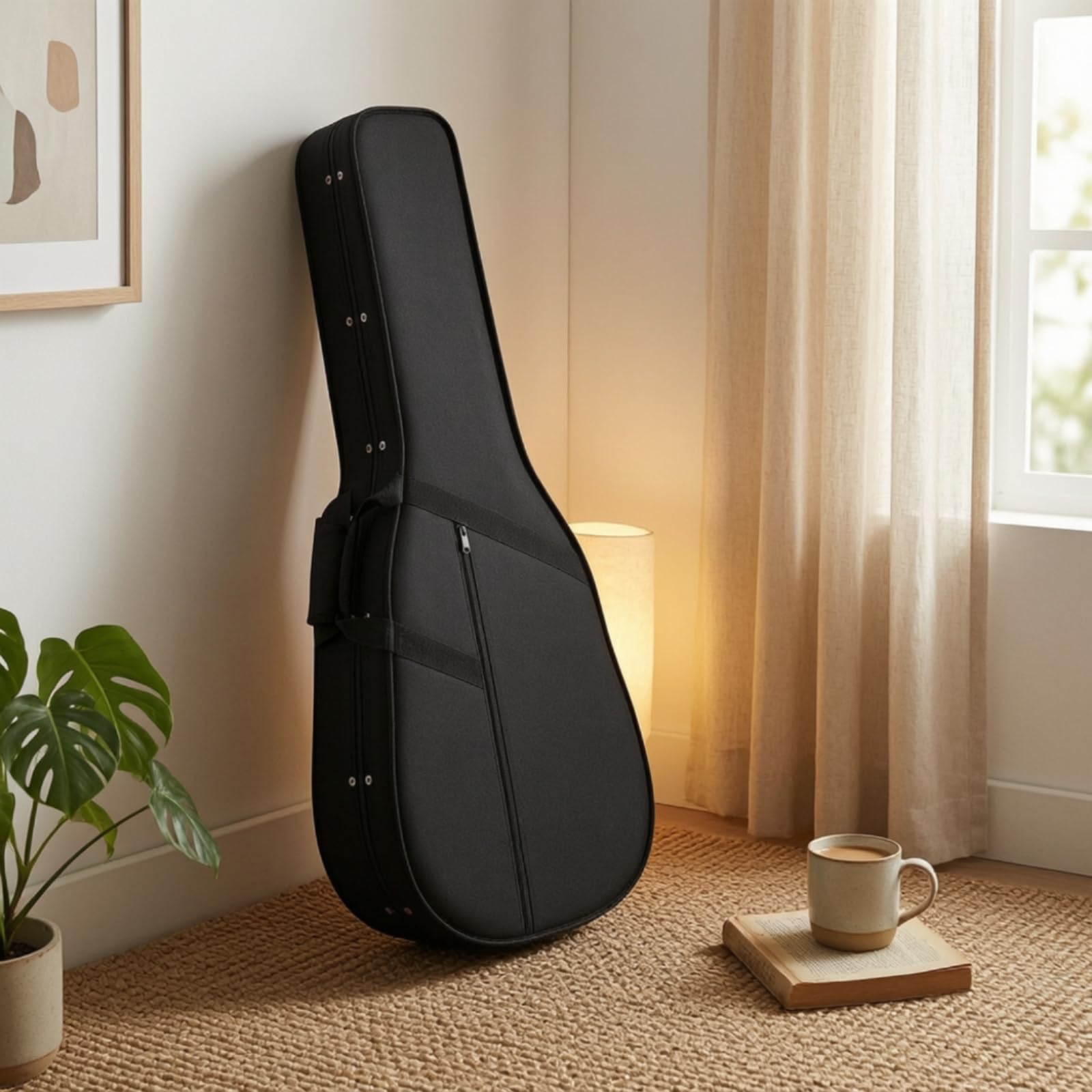 harayaa Estuche para Guitarra Funda Maletín Bolsa con Carcasa Resistente y Revestimiento Aterciopelado Cierre de Cremallera Asas, Funda De Espuma 38/39 Pulgadas Un Solo Hombro, 38/39 Pulgadas