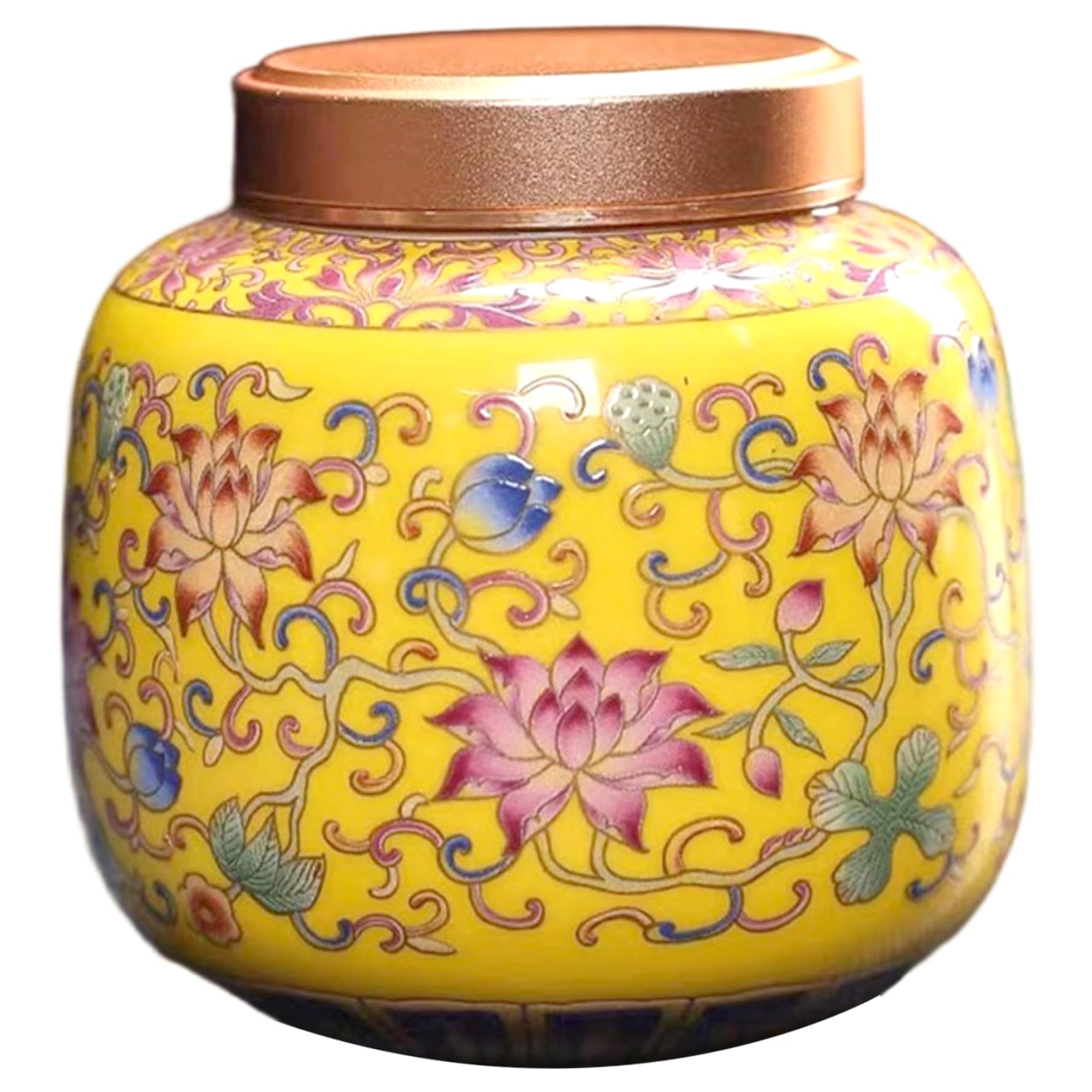 Licsaliwe Assorted Color Tea Container With Airtight Lid, Vintage Ceramic Storage Jar For Spice, Tea, Coffee, Yellow