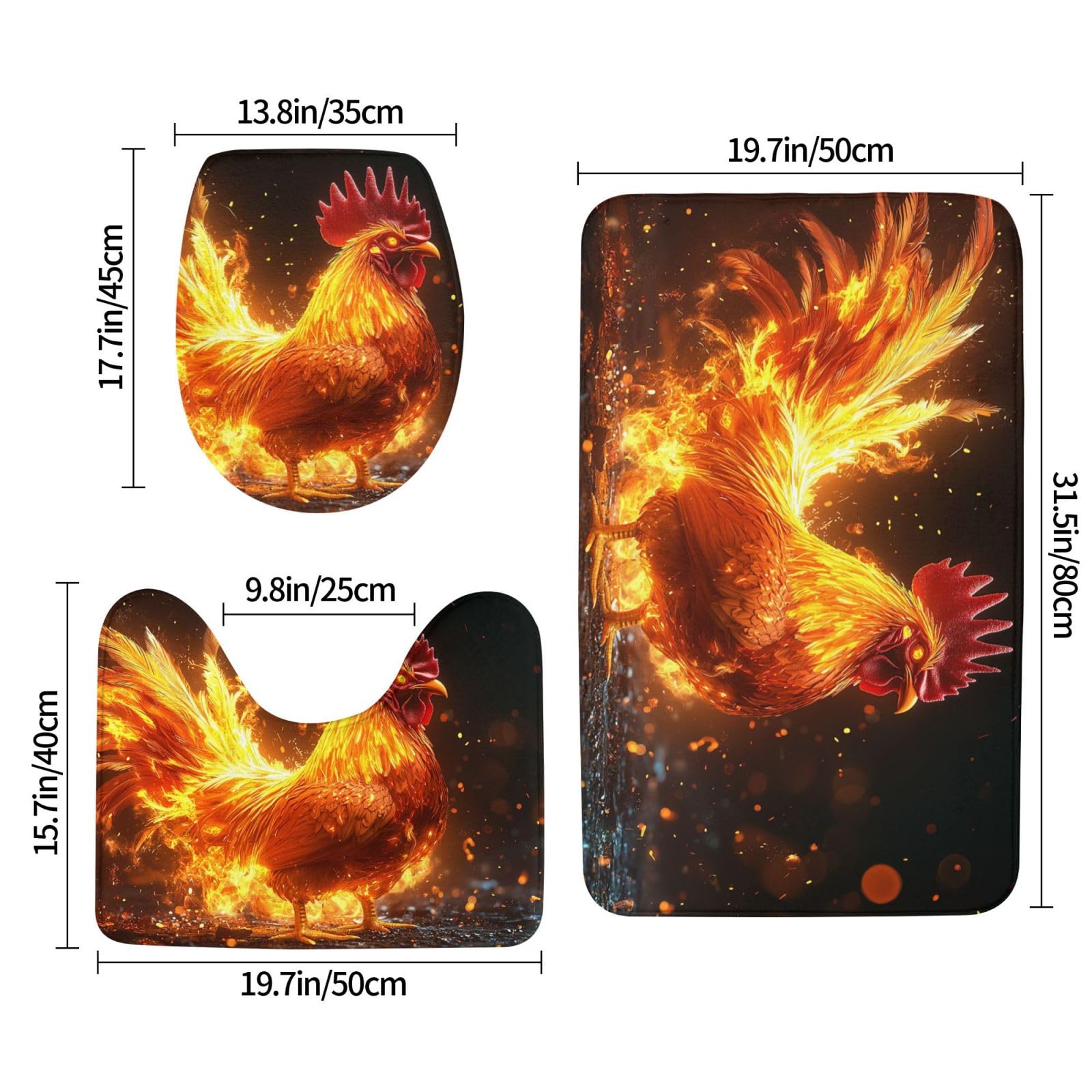 Juego de alfombras de baño de 3 piezas, alfombras de baño de espuma viscoelástica suave y absorbente y alfombra de inodoro en forma de U, decoración del hogar, secado rápido