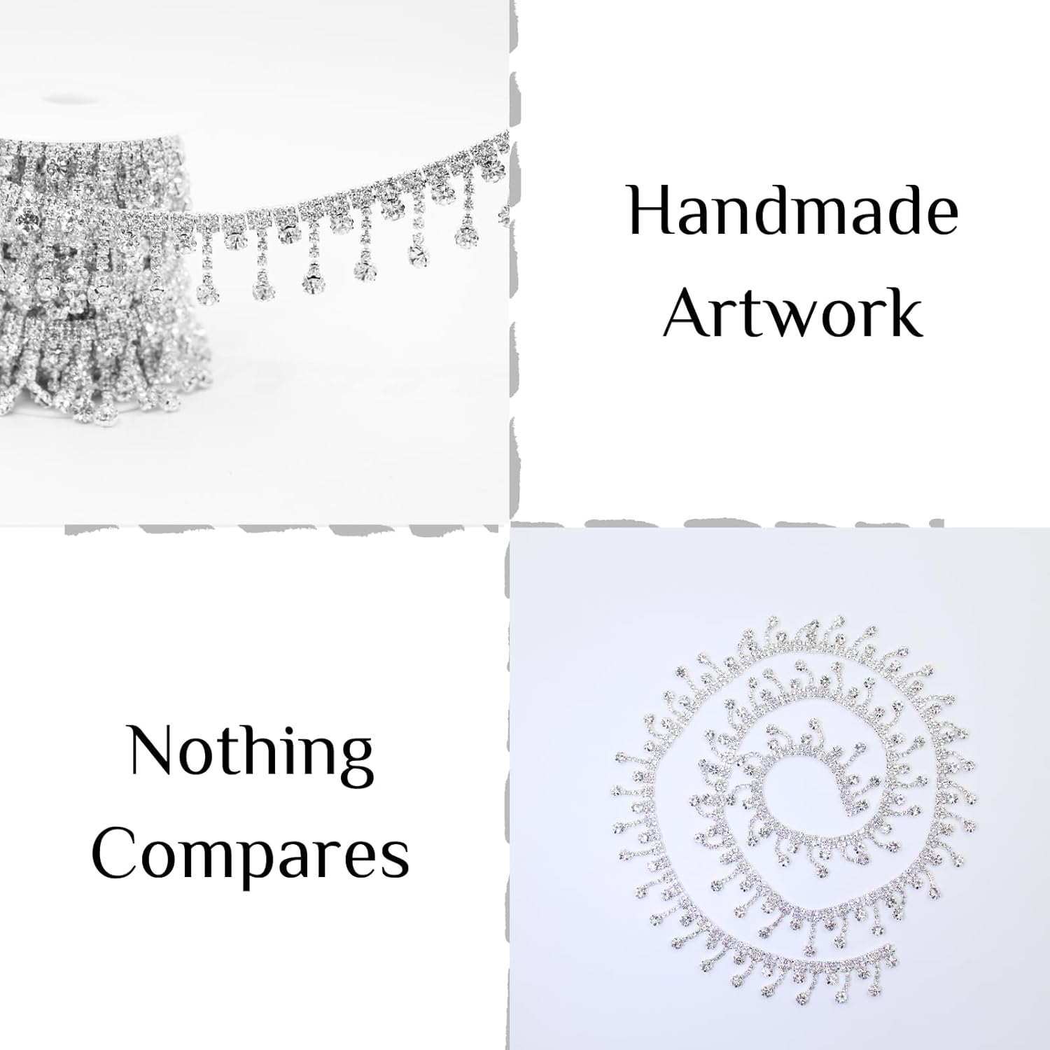 PEARLY JUN 5 Yards Rhinestone Trim Crystal Rhinestone Chain Silver Fringe Sewing Dress DIY Party Wedding Bouquet for Decoration Bridal Costume Embellishment Clothing Accessories