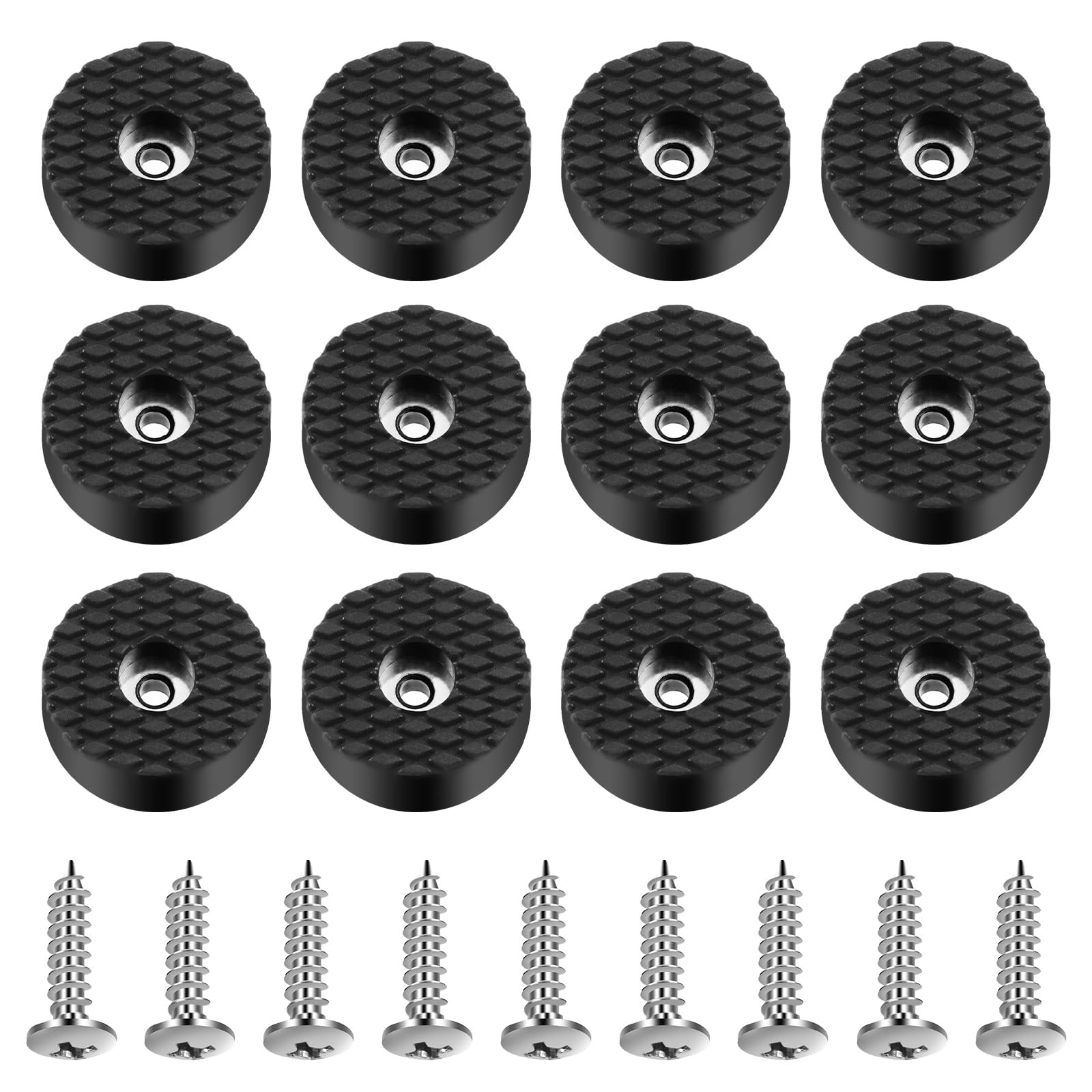 Tanstic 24Pcs Screw On Rubber Feet Non Slip Furniture Pads Floor Protector Round Furniture Pads with Screws for Furniture Legs Hardwood Floors(Black)