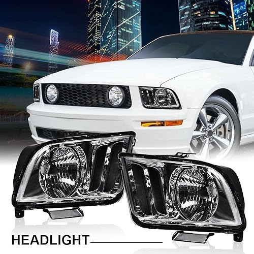 Miniatura 2 de PIT66 Conjunto de faros delanteros, compatible con Ford Mustang 2005 2006 2007 2008 2009 lado del conductor y pasajero lente transparente carcasa