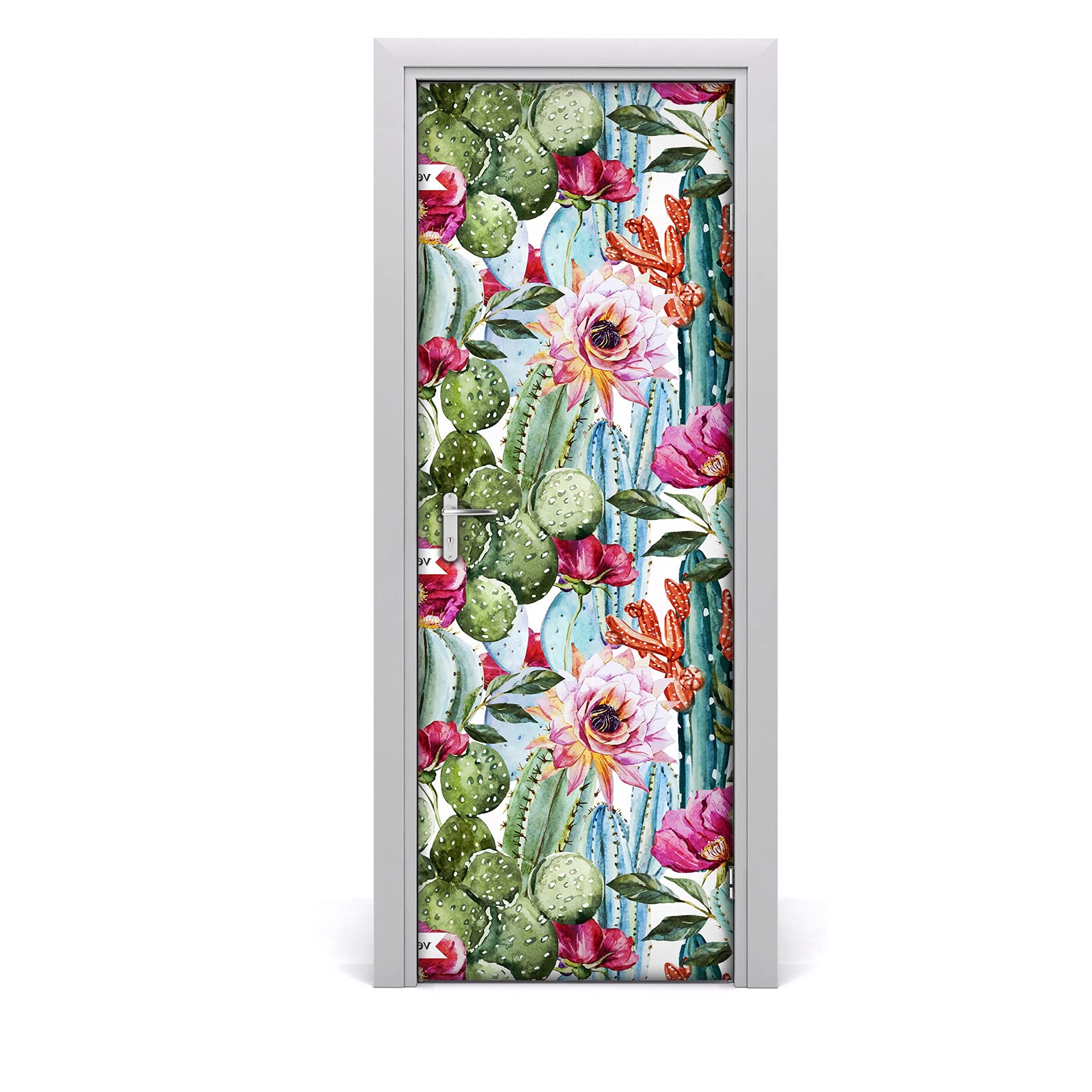 Papier peint sur la porte pour salon et salle de bain sticker mural cactus