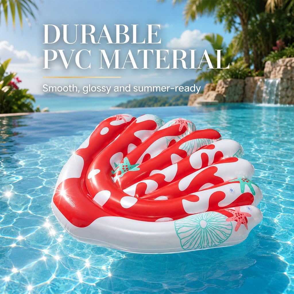 Balsas De Piscina Inflables De Coral con Bomba De Pie, Sillones Flotantes De PVC, para Playa Y Vacaciones