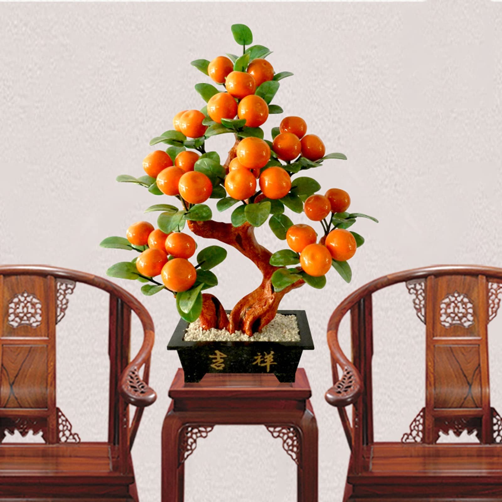 Sztuczne Bonsai Blat Drzewo Bonsai Jadeit Pomarańczowe Drzewo Artificia Jadeit Bonsai Kreatywne Wysokiej klasy Pomarańczowe Ozdoby Drzewa Do Domowego Biura Wystrój Domowego Biura