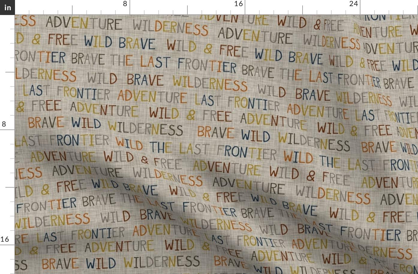 Spoonflower Fabric - Adventure Wilderness Words Coordinates Outdoor Wild Free Script Scene Printed on Organic Cotton Sateen Fabric by The Yard - Sewing Quilting Apparel Home Decor