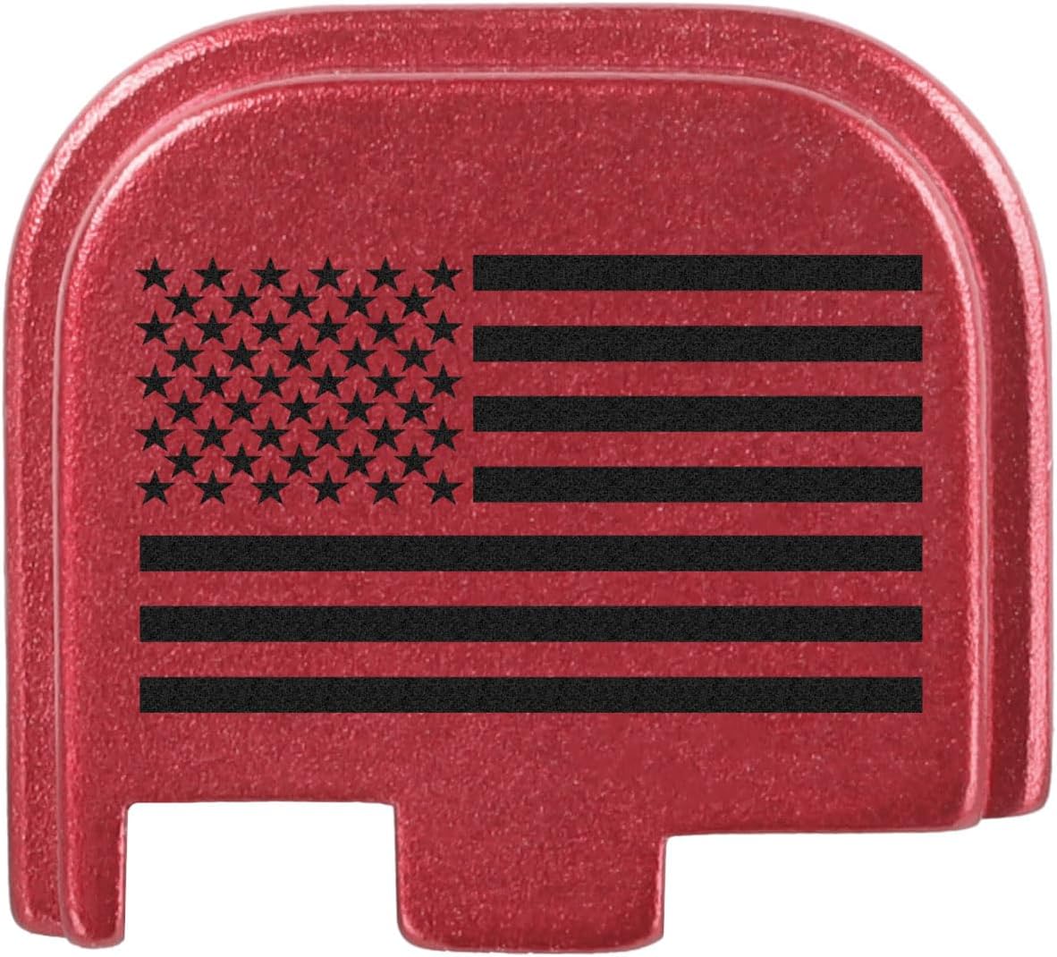 NDZ Performance Slide Cover Back Plate for Glock 43 43X 48 & PSA Dagger Micro – Aluminum Upgrade with Black Engraving – US Flag – Red