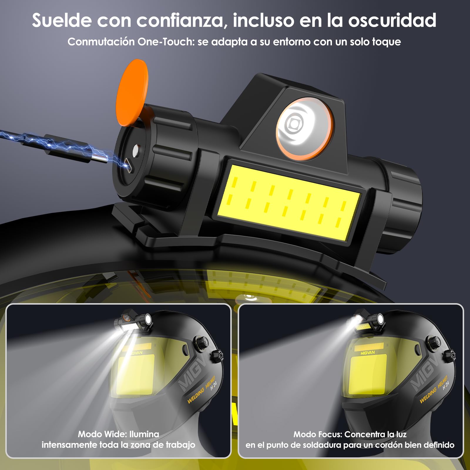 Careta de Soldar Automática con Luz LED Máscara Ultra-HD True-Color 100x82mm XL de Soldadura 0,1ms Solar para MIG TIG MMA y Esmerilado DIN 4/5-9/9-13 H-24