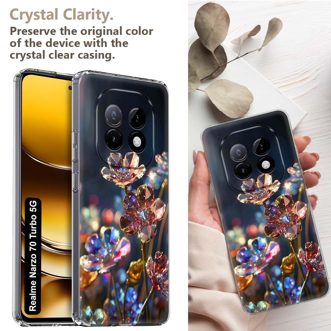 Fashionury Back Cover Case Designer Flexible Soft Back Case Cover for Realme NARZO 70 Turbo 5G -D3197