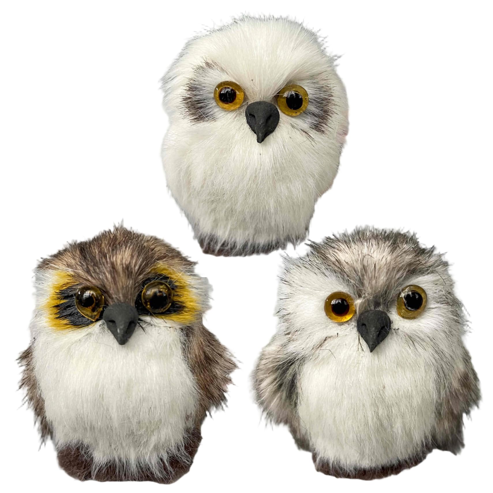 MOUNTTU 3Pcs Stuffed Owl Plush Toy, Small Cute Stuffed Owl Toy Ornaments, Soft Fluffy Plush Animal for for Home Car Decoration, Kids and Women Gifts Snowy Animal