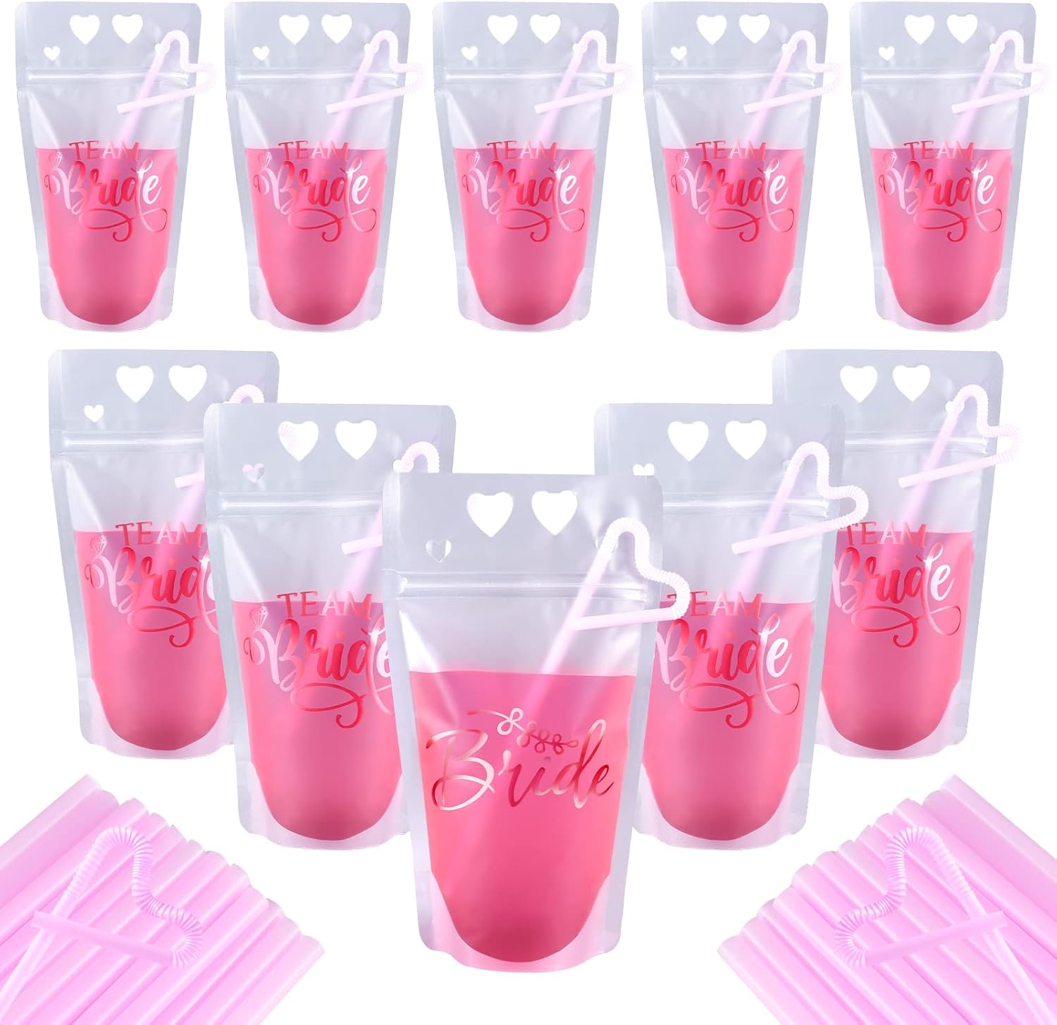 Jspupifip 21 Pieces Bachelorette Drink Pouch, Bachelorette Party Cup with 24 Pink