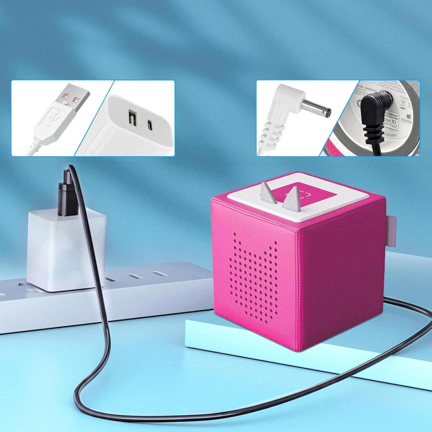 Cavo Di Ricarica 9V Per Toniebox, USB-C A DC 5.5x2.1 Mm, 1 Metro Con Avvolgitore, Protezione Da Sovratensione
