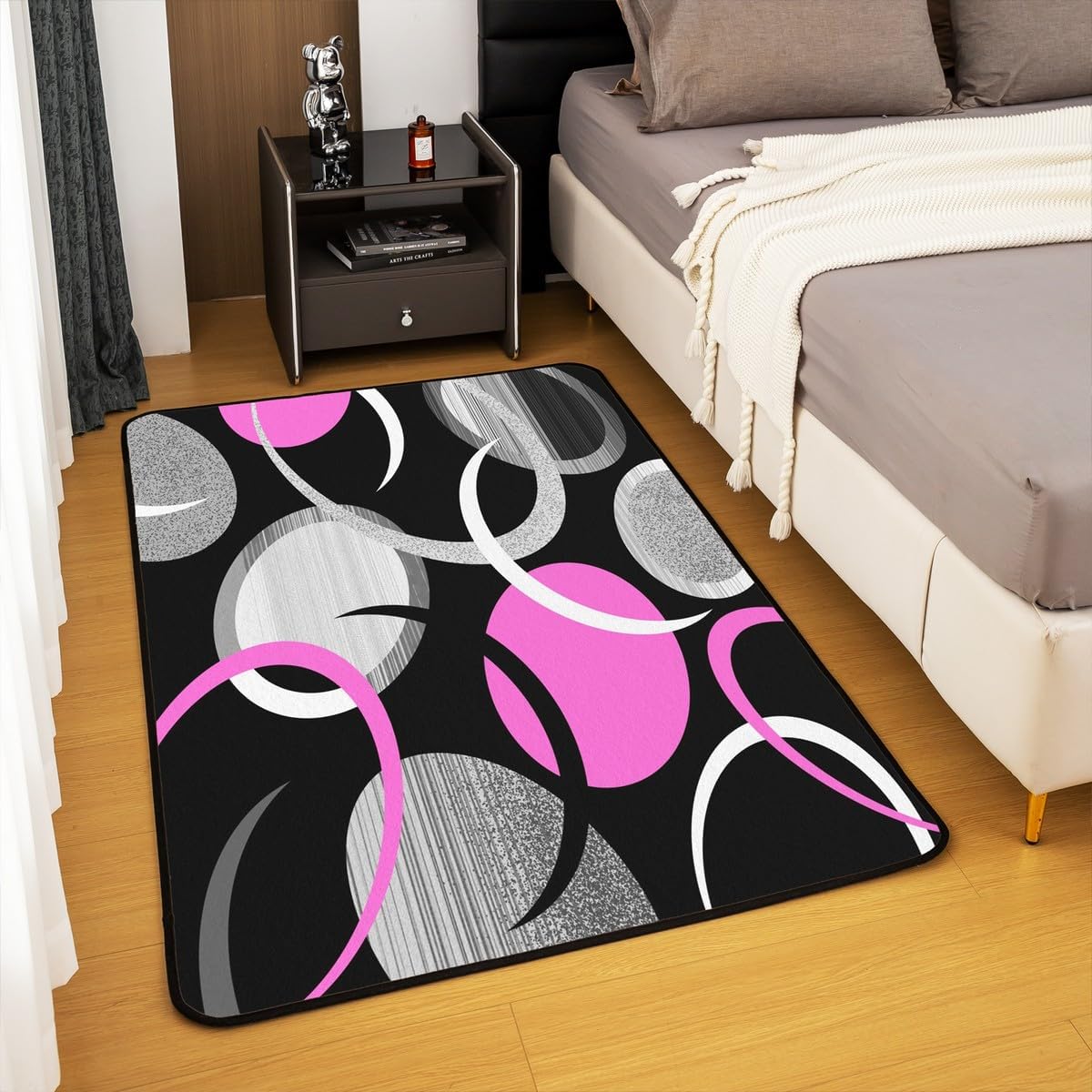 Feelyou Gray Black Indoor Floor Mat for Kids Boys Girls Area Rug 5x7 Modern Art Living Room Rugs Ultra Soft Abstract Accent Rug Art Decor Decorative Rug Doormats Floor Mat
