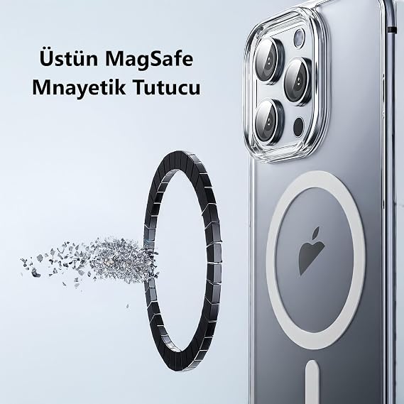 NewPole iPhone 16 Pro Max için MagSafe ile Uyumlu Kılıf Şeffaf Darbelere Dayanıklı Sararma Karşıtı Yüksek Lens Çevresi Güçlü Manyetik Tutuş Apple iPhone 16 Pro Max için MagSafe ile Uyumlu Kılıf