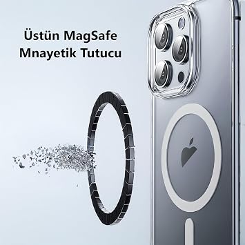 NewPole iPhone 16 Pro Max için MagSafe ile Uyumlu Kılıf Şeffaf Darbelere Dayanıklı Sararma Karşıtı Yüksek Lens Çevresi Güçlü Manyetik Tutuş Apple iPhone 16 Pro Max için MagSafe ile Uyumlu Kılıf