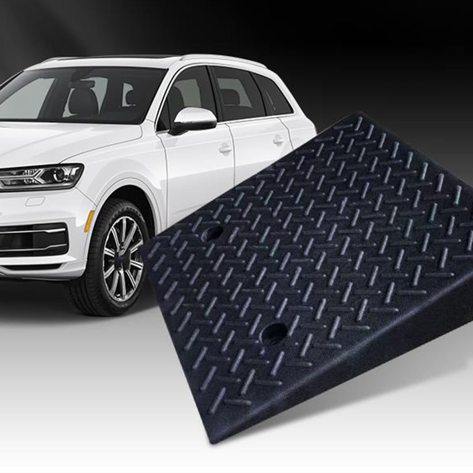 Rampe de seuil de Voiture Robuste en Caoutchouc et Plastique, antidérapante, adaptée aux véhicules, fauteuils roulants et Motos.(50 * 32 * 8cm)