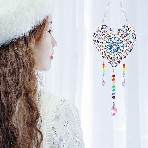 Miniatura 6 de Paquete de 3 adornos colgantes de diamantes y pintura para ventana, decoración de jardín, kits de bricolaje para principiantes, adultos, niños,