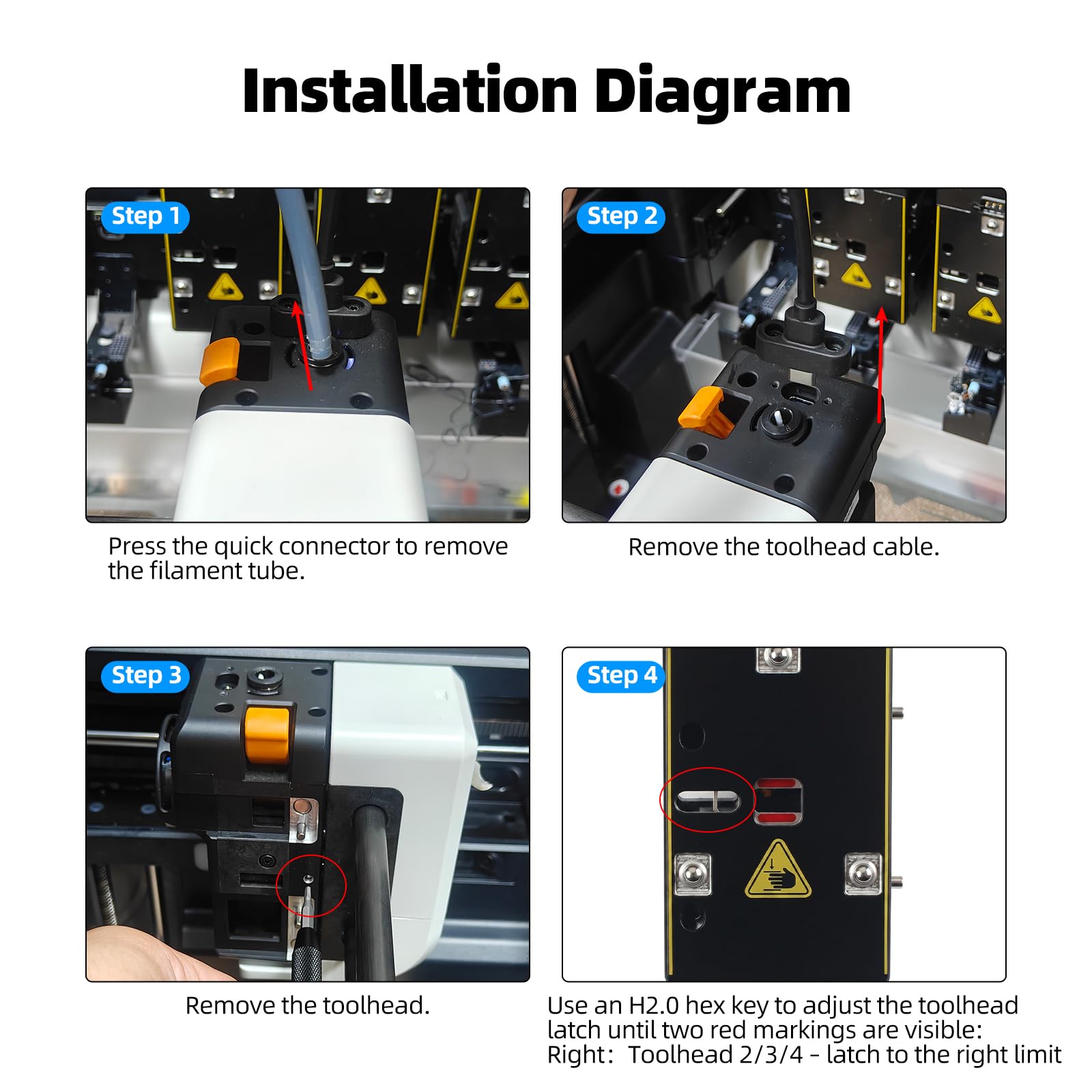 BCZAMD Toolhead 2/3/4 prawe gniazdo do snapmakera U1: 5 sekund szybka wymiana głowicy drukującej ze stali nierdzewnej Dueese Auto Nivelation Sensor komunikat pusty do akcesoriów do druku 3D