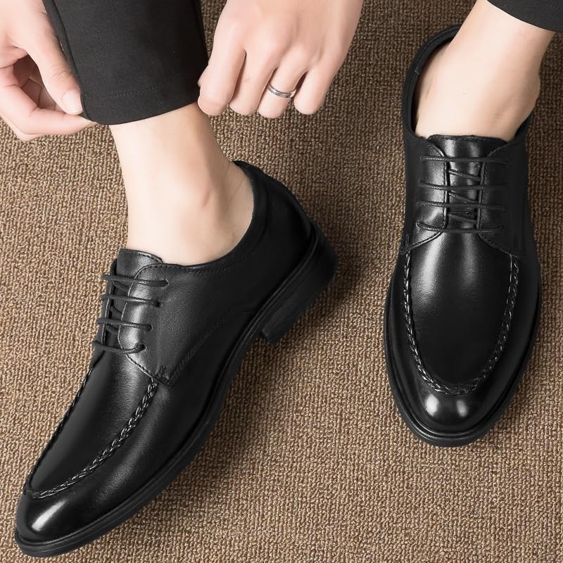 Men Dress Formal Shoes Burnished Leather Vintage Lace Up Non Slip Block Heel Anti-Slip Shoe for Business Office Party Wedding Wedding Wingtip2