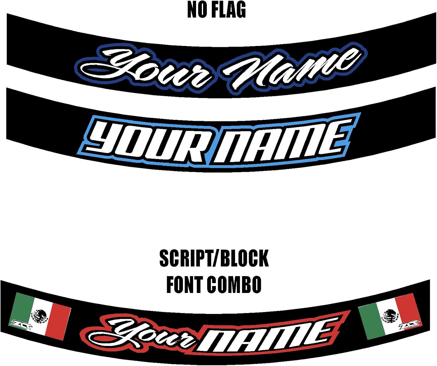 Personalized Helmet Visor Strips Vinyl Decal Sticker - Waterproof, Durable Custom Name Sticker for Helmet Visor Cover, Set of 4 - Printed in USA (Block)
