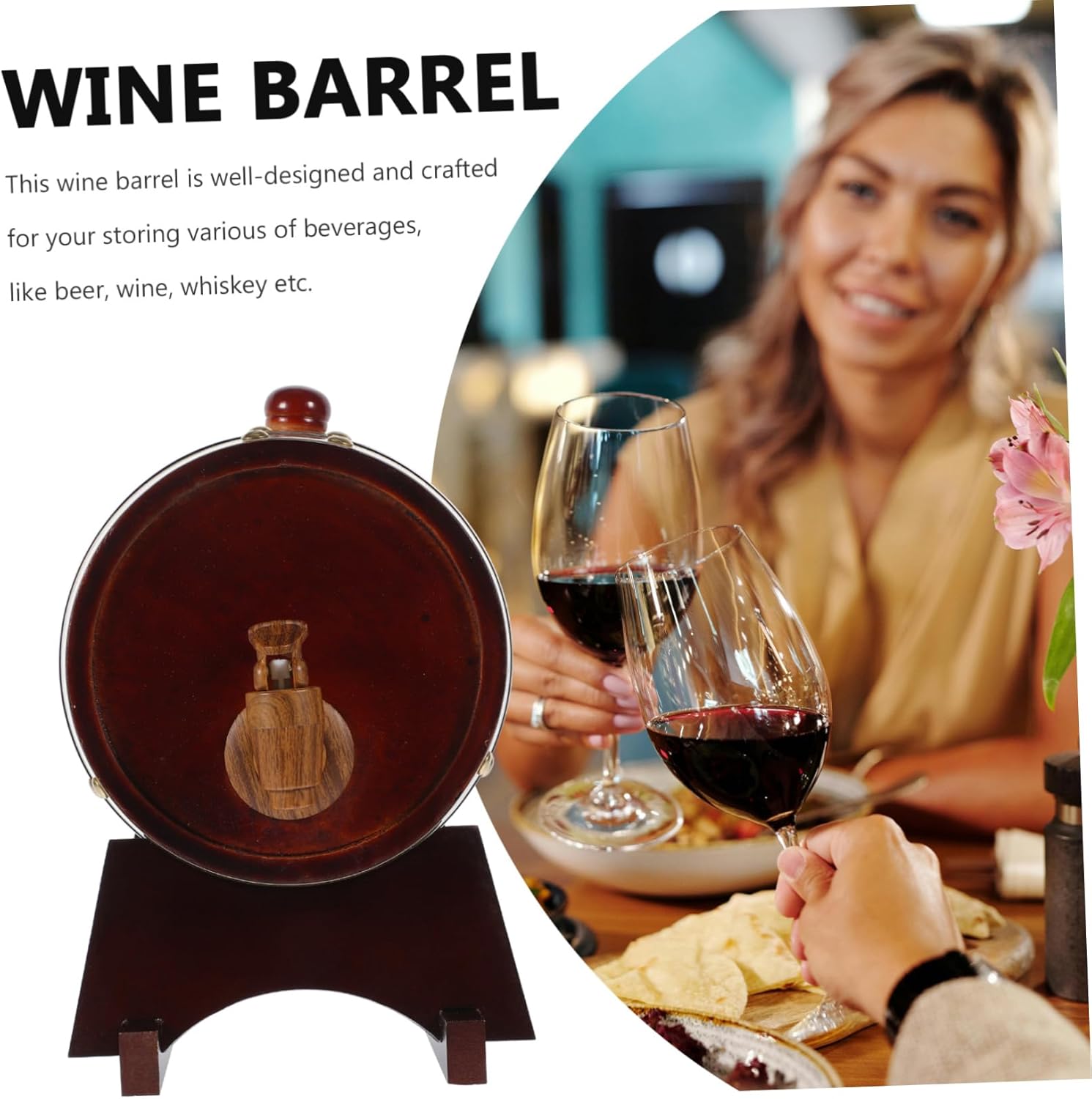Wooden Wine Barrel Dispenser Red Wine Holder for Home Parties Bars and Restaurants Lovers