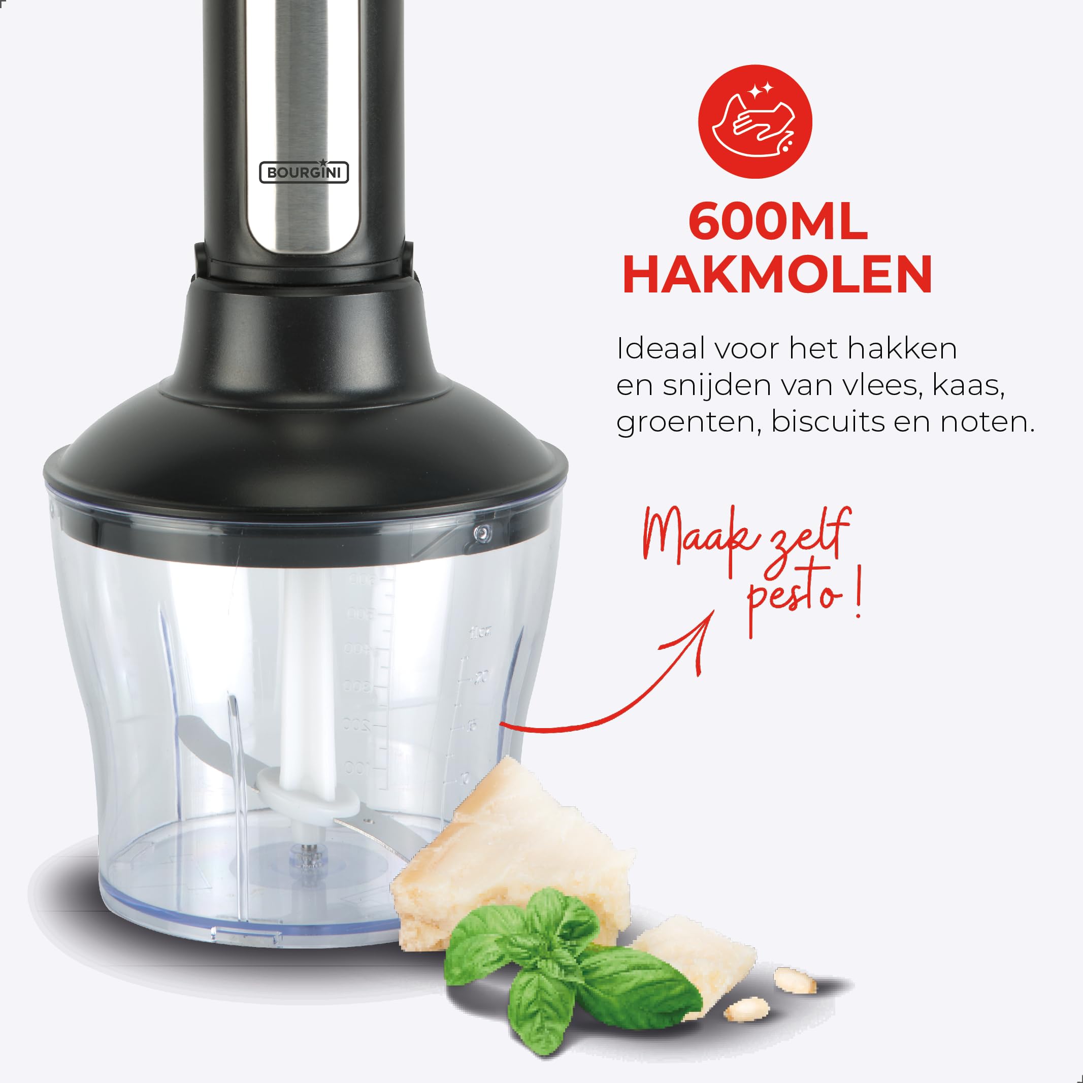 Bourgini Classic – bardzo wydajny blender ręczny z 20 prędkościami i trybem turbo – rozdrabniacz – 1200 W.