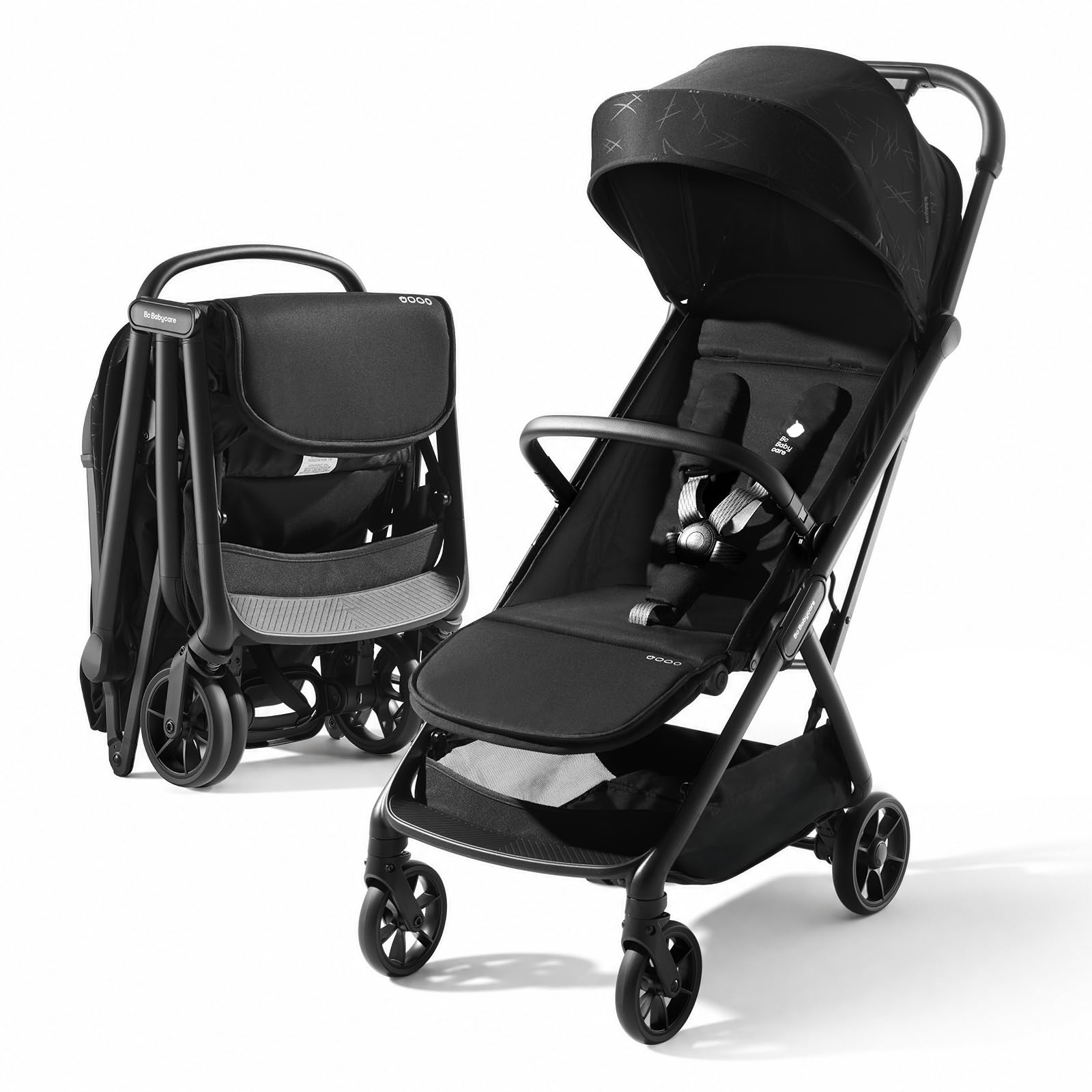 Bc Babycare LiflyGo Lightweight Travel Stroller, One-Hand Triple-Fold Carry-On Stroller, IATA Size Compatible, Multi-Position Recline & Footrest for Newborn to Toddler, 14.3 lb, Self-Standing : Baby